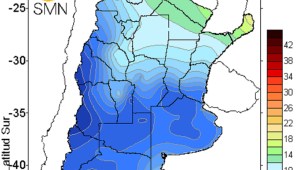 Mapa de temperaturas del Servicio Meteorológico Nacional de Argentina